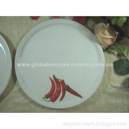 Stock lots A grade 12-inch porcelain pizza plate, round shape, 2 designs workable